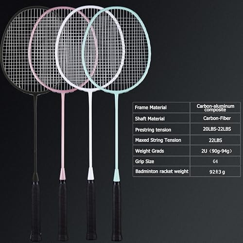 Senston Badminton Racket, Lightweight Badminton Rackets Set with 6 Nylon Shuttlecocks for Outdoor, Backyards, Gym, Pack of 4 - 10