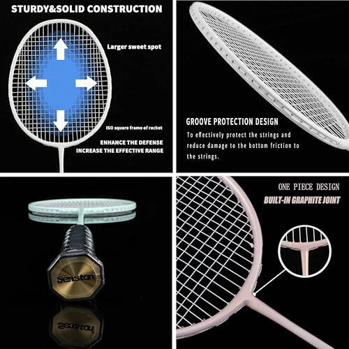 Senston Badminton Racket, Lightweight Badminton Rackets Set with 6 Nylon Shuttlecocks for Outdoor, Backyards, Gym, Pack of 4 - 11