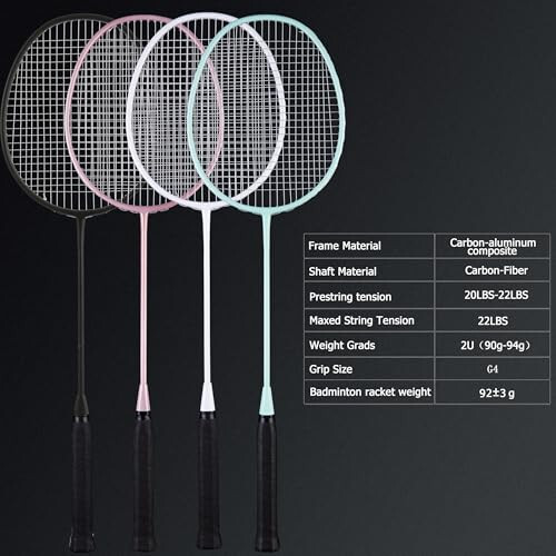 Senston Badminton Racket, Lightweight Badminton Rackets Set with 6 Nylon Shuttlecocks for Outdoor, Backyards, Gym, Pack of 4 - 4