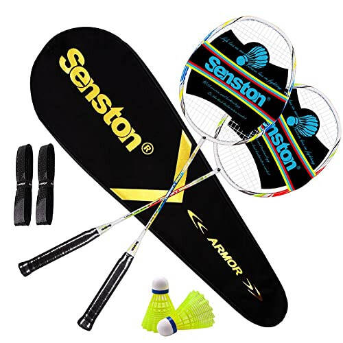 Senston Badminton Rackets Set of 2, Graphite Shaft Badminton Racquets Including Badminton Bag, 2 Badminton Shuttlecock, 2 Racquet Grip - 7