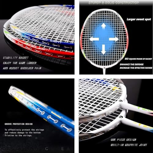 Senston Badminton Rackets Set of 2, Graphite Shaft Badminton Racquets Including Badminton Bag, 2 Badminton Shuttlecock, 2 Racquet Grip - 4