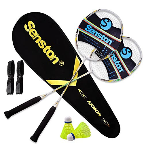 Senston Badminton Rackets Set of 2, Graphite Shaft Badminton Racquets Including Badminton Bag, 2 Badminton Shuttlecock, 2 Racquet Grip - 7