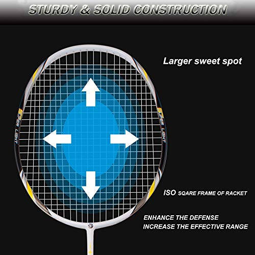 Senston Badminton Raketlari To'plami 2 ta, Grafit Shafti Badminton Raketlari, Badminton Sumkasi, 2 ta Badminton To'pi, 2 ta Raket Tutqichi bilan - 12