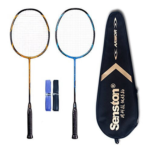 Senston N80-2 Paket Badminton Raketi, Profesyonel Tam Karbon Fiber Badminton Raketi Seti Kulplu - 1