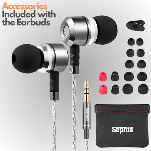 Sephia SP3060 Kablolu Kulaklık, HD Bas Sürücülü Ses, Hafif Alüminyum Kablolu Kulak İçi Kulaklık, S/M/L Kulak Ucu İpuçları, Kulaklık Çantası, 3.5mm Dolaşmayan Kablo (Mikrofon Yok) - 2