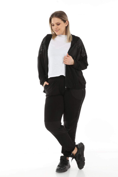 Sequin Detail Plus Size Tracksuit Black - 3