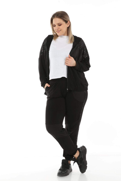 Sequin Detail Plus Size Tracksuit Black - 8