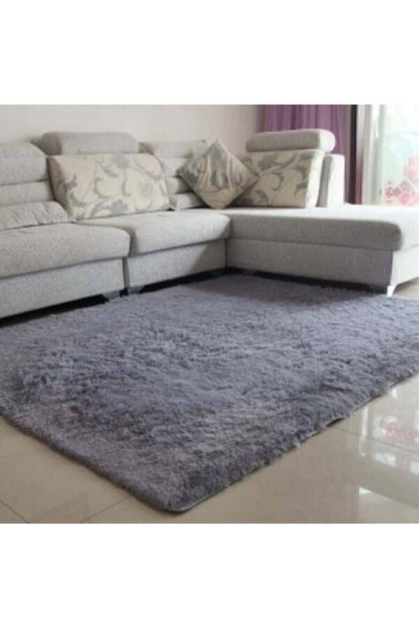 Seria Rug Anthracite Plush Shaggy Rug Machine Washable Non-Slip Base - 15