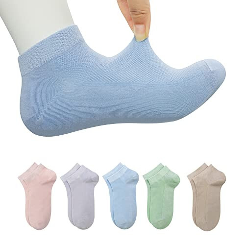 SERISIMPLE Viscose Bamboo Mesh Kids Low Cut Socks Unisex Child Ankle Athletic Socks Non Slip Breathable Boy Girl 5 Pairs - 31