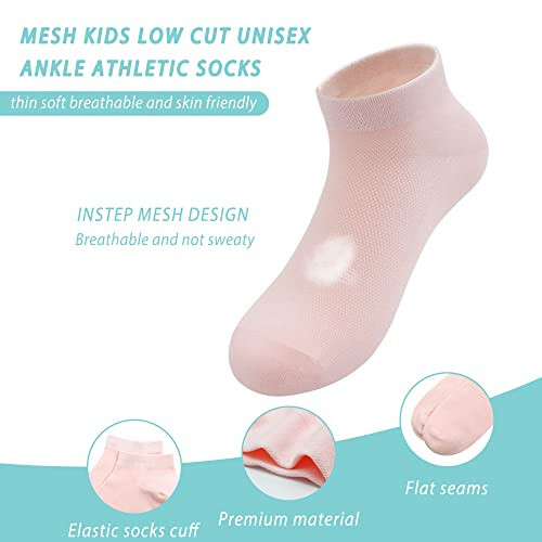 SERISIMPLE Viscose Bamboo Mesh Kids Low Cut Socks Unisex Child Ankle Athletic Socks Non Slip Breathable Boy Girl 5 Pairs - 8