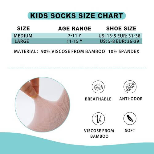 SERISIMPLE Viscose Bamboo Mesh Kids Low Cut Socks Unisex Child Ankle Athletic Socks Non Slip Breathable Boy Girl 5 Pairs - 9