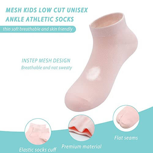 SERISIMPLE Viscose Bamboo Mesh Kids Low Cut Socks Unisex Child Ankle Athletic Socks Non Slip Breathable Boy Girl 5 Pairs - 2