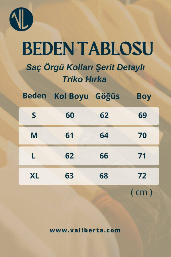 Şerit detaylı, örgülü kollu ekru triko hırka - 6