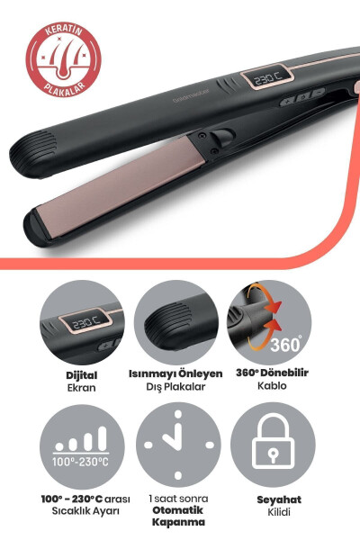 Serra Digital Display Keratin Ceramic Thin Plate Hair Straightener and Styler - 19