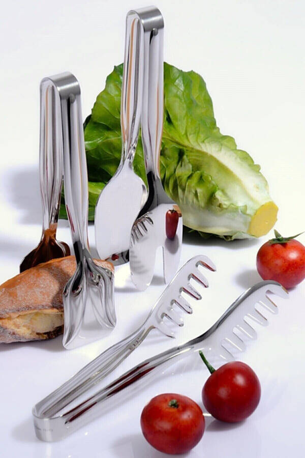 Serving Presentation Pasta Tongs Set Frying Spoon Ladle Colander Grill Izgara Tongs Stainless Salad Pasta Tongs - 6