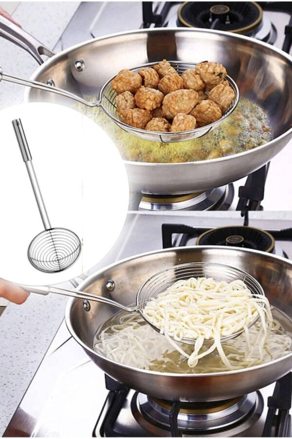 Serving Set Ladle Colander Steel Tongs Colander Strainer Deep Fryer Oil Filter Steel Egg Whisk Wire - 7