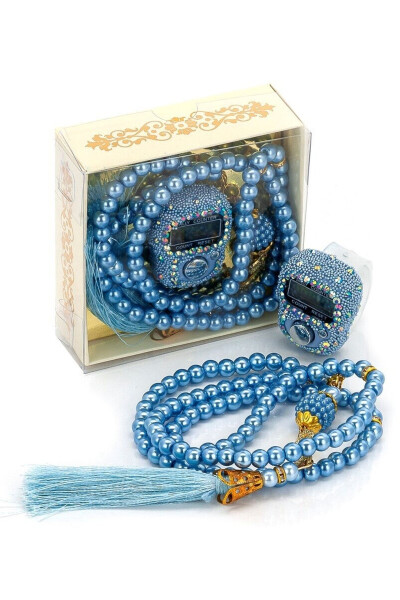 Set of 99 Prayer Beads With Stone Tasbih And Pearl Misbaha - Blue Color - 1