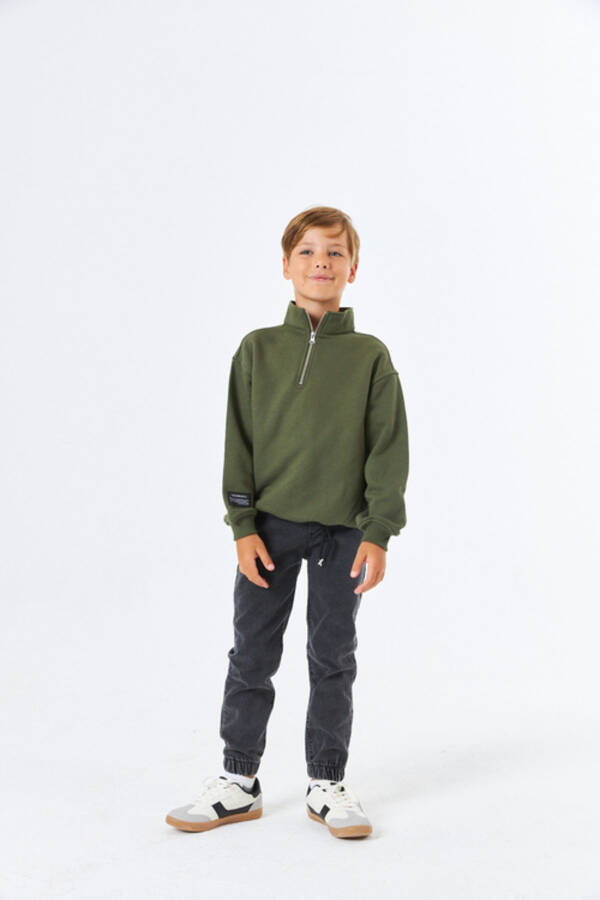 SGE-1337 SERBEND KIDS BOYS STAND COLLAR SCHOOL SWEATSHIRT - 1