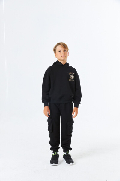 (SGE-1340) SERBEND KIDS BASKILI ERKEK ÇOCUK KAPÜŞONLU SWEATSHIRT - 5