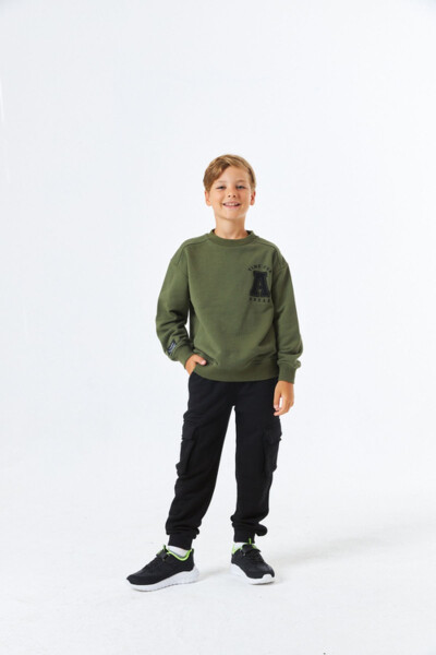 (SGE-1341) SERBEND KIDS BİSİKLET YAKA NAKIŞLI ERKEK ÇOCUK OKUL SWEATSHIRT - 6