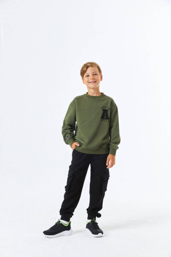 (SGE-1341) SERBEND KIDS BİSİKLET YAKA NAKIŞLI ERKEK ÇOCUK OKUL SWEATSHIRT - 10