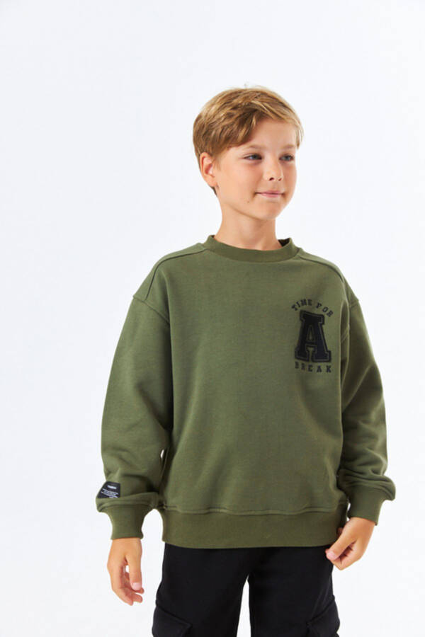 (SGE-1341) SERBEND KIDS BİSİKLET YAKA NAKIŞLI ERKEK ÇOCUK OKUL SWEATSHIRT - 2