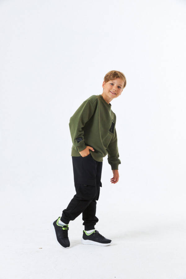 (SGE-1341) SERBEND KIDS BİSİKLET YAKA NAKIŞLI ERKEK ÇOCUK OKUL SWEATSHIRT - 3