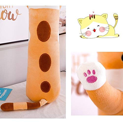 Shangman Sevimli Peluş Kedi Bebek Sevimli Karikatür Yumuşak Doldurulmuş Yavru Uzun Atış Uyku Yastığı Oyuncak Hediye Çocuklar Kız Arkadaş Çok Boyutlu (Kahverengi, 50cm/19.6in) - 3