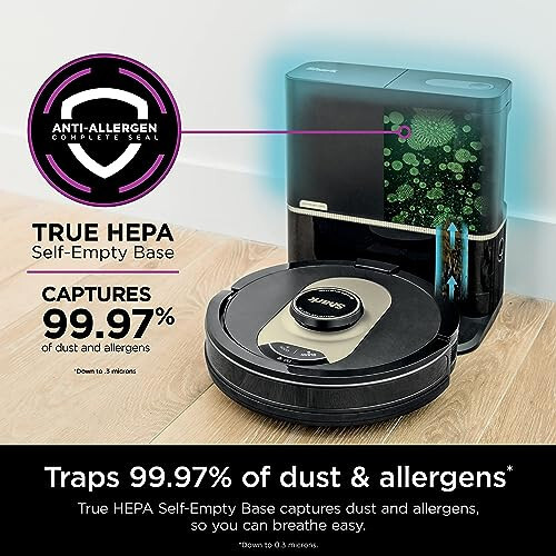 Shark AV2501AE AI Robot Vacuum with XL HEPA Self-Empty Base, Bagless, 60-Day Capacity, LIDAR Navigation, Perfect for Pet Hair, Compatible with Alexa, Wi-Fi Connected, Carpet & Hard Floor, Black - 4