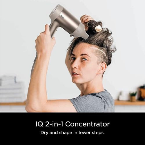 Shark HD112BRN Hair Blow Dryer HyperAIR Ionic Hair Dryer with 2-in-1 Concentrator and Styling Attachments, Auto Presets, Rotatable Hot Air Brush, No Heat Damage, Ionic, Stone - 5