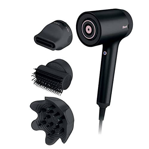 Shark HD125CO Hair Blow Dryer HyperAIR Fast-Drying with IQ 2-in-1 Concentrator and Styling Attachments, Auto Presets, Rotatable Hot Air Brush, No Heat Damage, Ionic, Black (Renewed) - 1