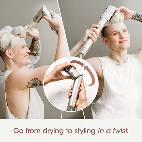 Shark HD430 FlexStyle Air Styling & Drying System, Powerful Hair Dryer Brush & Multi-Styler with Auto-Wrap Curlers, Paddle Brush, Oval Brush, Concentrator Attachment, Stone - 2