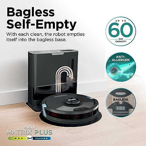 Shark Matrix Plus 2in1 Robot Vacuum & Mop with Sonic Mopping, Matrix Clean, Home Mapping, HEPA Bagless Self Empty Base, CleanEdge, for Pet Hair, WiFi, Black/Mocha, AV2630WA - 5