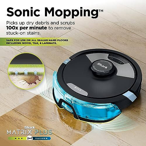 Shark Matrix Plus 2in1 Robot Vacuum & Mop with Sonic Mopping, Matrix Clean, Home Mapping, HEPA Bagless Self Empty Base, CleanEdge, for Pet Hair, Wifi, Black/Silver (RV2610WA) - 4