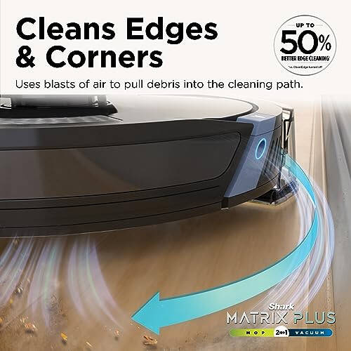 Shark Matrix Plus 2'si 1 Arada Robotlu Süpürge ve Sonic Mop ile Silme, Matrix Temizleme, Ev Haritalama, HEPA Torbasız Kendi Kendine Boşaltan Taban, CleanEdge, Evcil Hayvan Tüyü için, Wifi, Siyah/Gümüş (RV2610WA) - 5