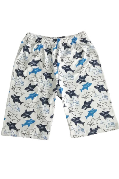 Shark Print Kids Capri Shorts - 3