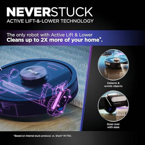 Shark RV2820AE Detect Pro Self-Empty Robot Vacuum with Bagless, 60-day Capacity HEPA Base, 3 Detect & React Technologies, Auto Deep-Clean on Carpets and Hardfloors, NeverStuck Tech, Wi-Fi Black/Bronze - 6