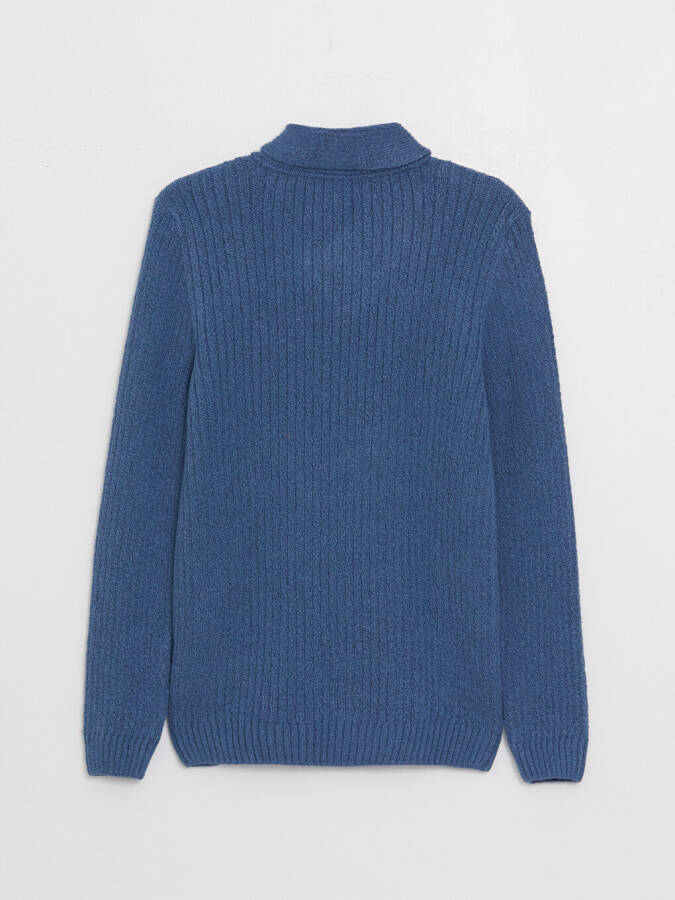 Shawl Collar Self-Patterned Boys' Knit Sweater - 17