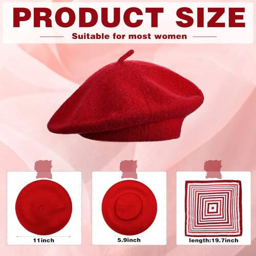 Shinymoon 48 Pcs Women Wool Beret Hat with Silky Scarf French Beret Bulk Artist Beret for Women Girls Winter - 4