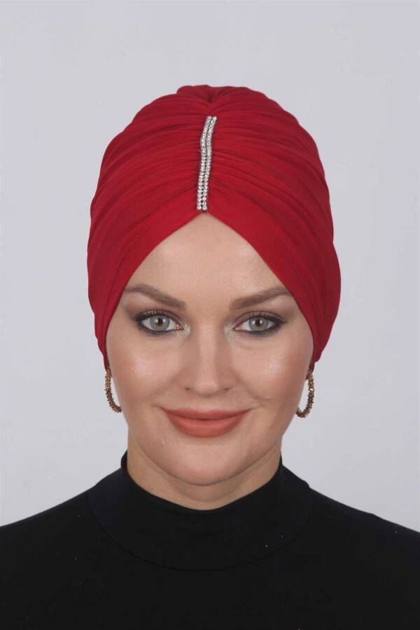 Shirred Stone Bonnet Red - 1