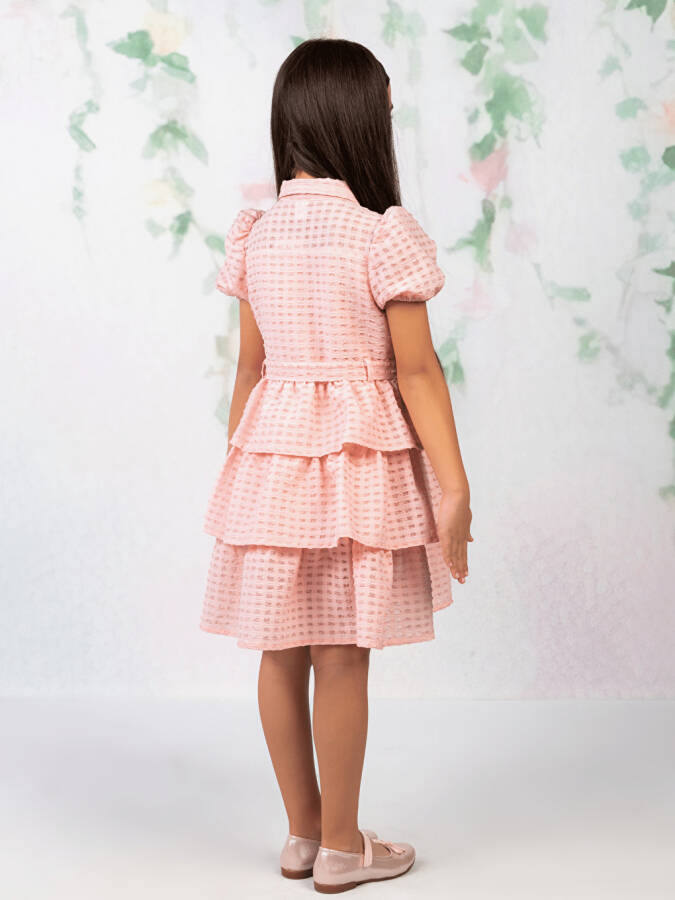 Shirt Collar Short Sleeve Girl Dress - 5