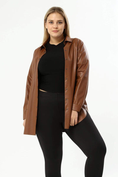 Shirt Jacket with Faux Leather Belt - 1