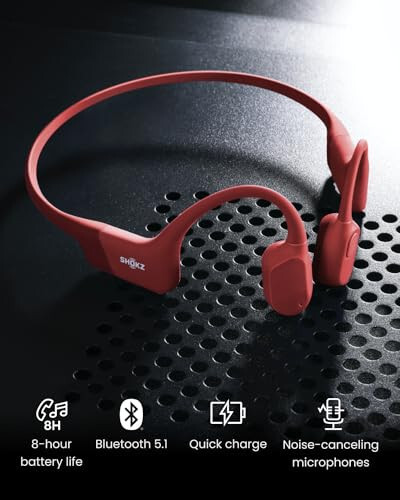 SHOKZ OpenRun (AfterShokz Aeropex) - Açık Kulak Bluetooth Kemik İletimi Spor Kulaklıkları - Ter Dayanıklı Kablosuz Kulaklıklar Antrenman ve Koşu İçin - Dahili Mikrofonlu, Baş Bandı İle - 5