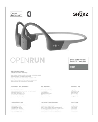 SHOKZ OpenRun (AfterShokz Aeropex) - Ochiq quloq Bluetooth suyak o'tkazuvchanligi sport quloqchinlari - Terga chidamli simsiz quloqchinlar mashqlar va yugurish uchun - O'rnatilgan mikrofon, bosh bog'ichi bilan - 3