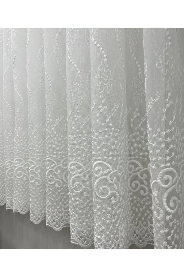 Short 605 Shimmer Marble Bottom Honeycomb Top Tulle Curtain Ironless 1 to 2 Layer Pleated - 5