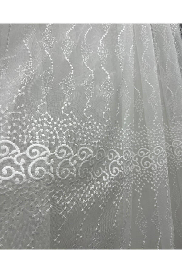 Short 605 Shimmer Marble Bottom Honeycomb Top Tulle Curtain Ironless 1 to 2 Layer Pleated - 6