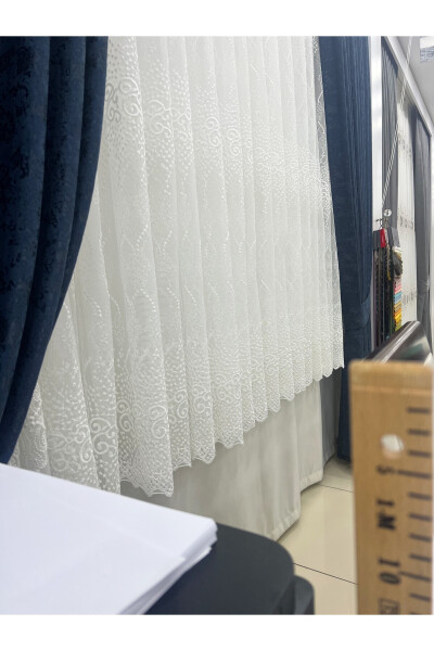 Short 605 Shimmer Marble Bottom Honeycomb Top Tulle Curtain Ironless 1 to 2 Layer Pleated - 10