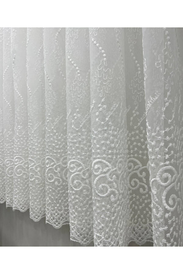 Short 605 Shimmer Marble Bottom Honeycomb Top Tulle Curtain Ironless 1 to 2 Layer Pleated - 12