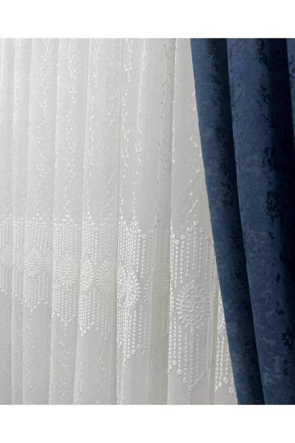 Short 623 Glitter Marble Bottom Honeycomb Top Sheer Curtain No Iron 1 to 2 Fold - 4