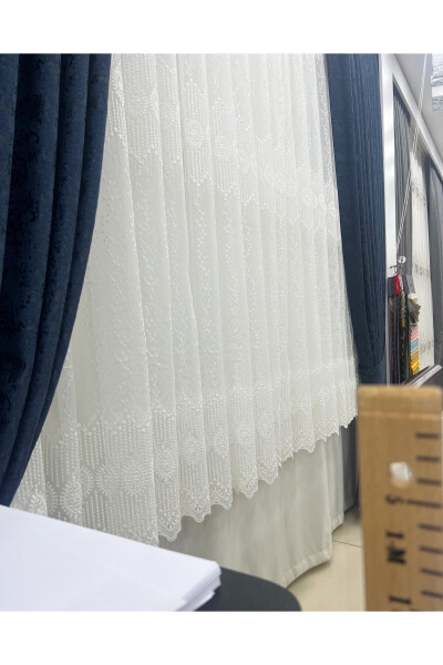 Short 623 Glitter Marble Bottom Honeycomb Top Sheer Curtain No Iron 1 to 2 Fold - 10